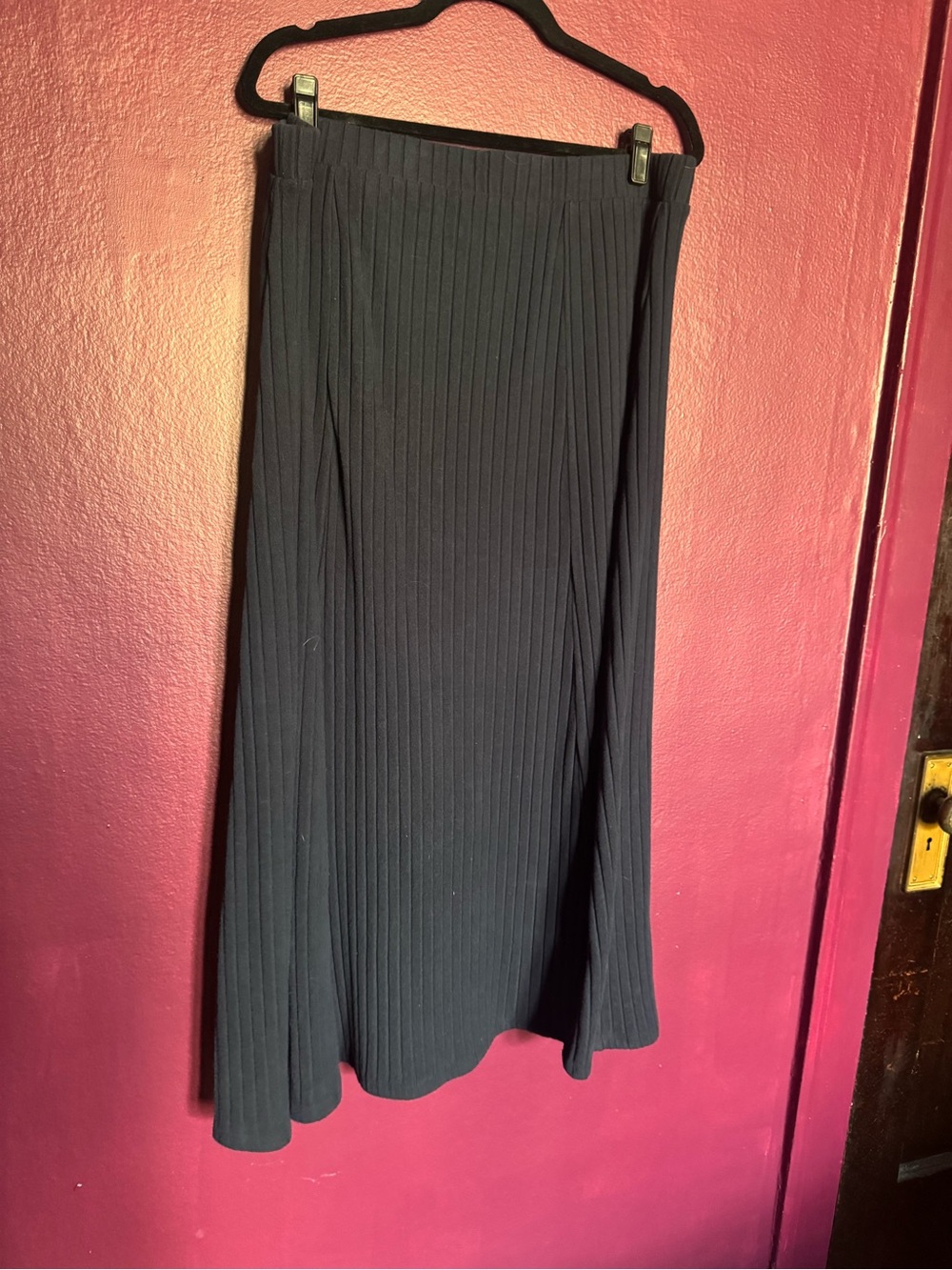 NWOT Navy Ribbed A-Line Maxi Skirt